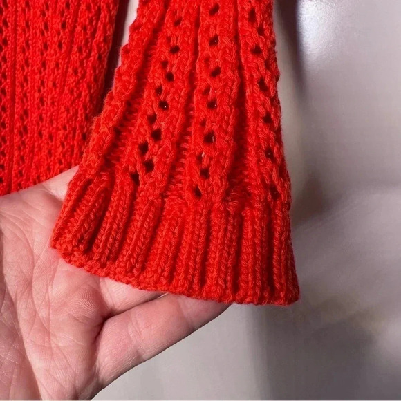 MOTH Anthropologie Orange Full Back Zip Knit Sweater Size Small - Picture 6 of 8